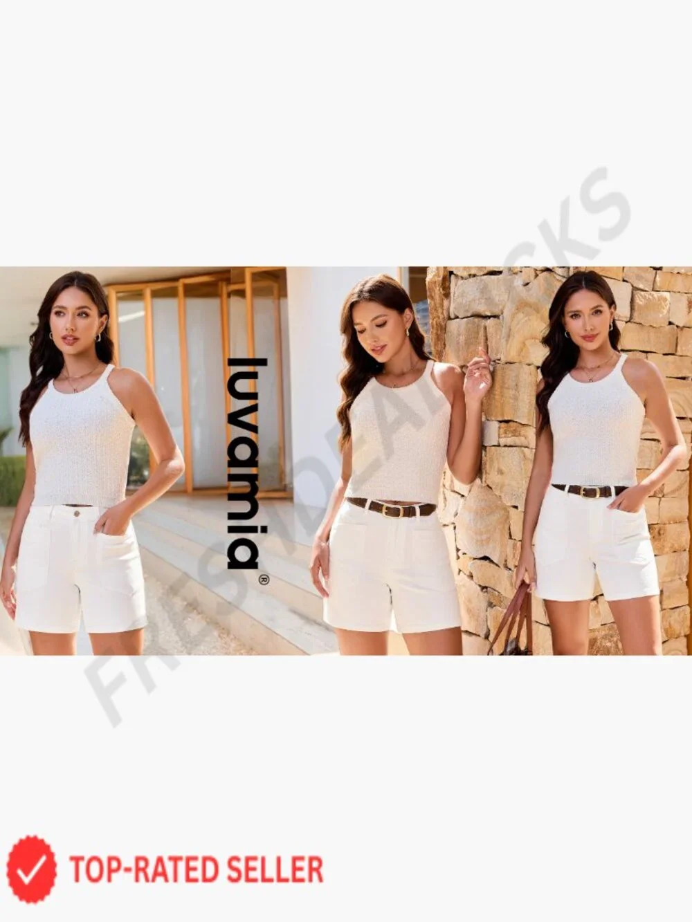 High Waisted Stretchy Denim Shorts Trendy Jorts with Pockets Concert Outfits - Picture 7 of 7